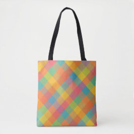 Madras Breeze - Diagonaal Plaid Dagelijkse Canvas Tote Bag