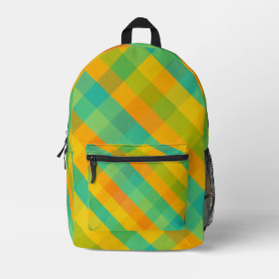 Madras Check Revival – Citrus Diagonal Plaid Back- Bedrukte Rugzak