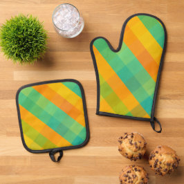 Madras Check Revival – Kleurrijke Plaid Oven & Mit Ovenwant & Pannenlap Set