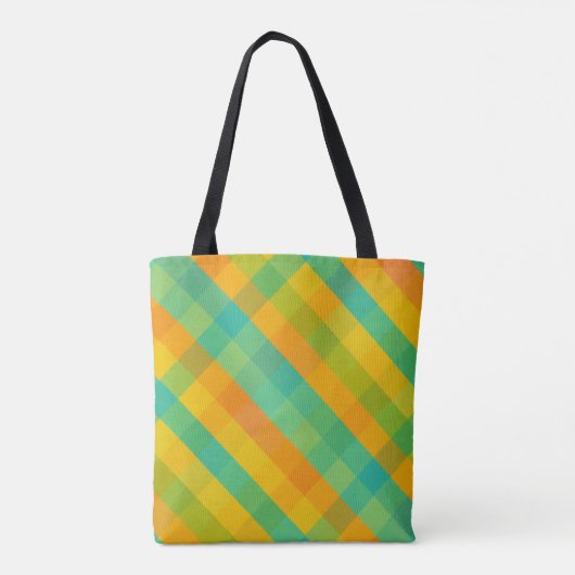 Madras Check Revival – Vibrant Diagonal Plaid Tas (Achterkant)