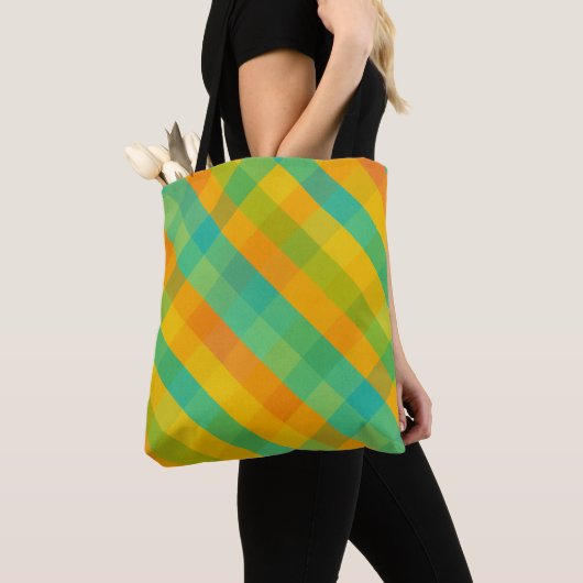 Madras Check Revival – Vibrant Diagonal Plaid Tas (Dichtbij)