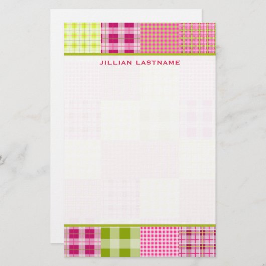 Madras Geïnspireerd speldebetpatchtoerie Briefpapier (Voorkant / Achterkant)