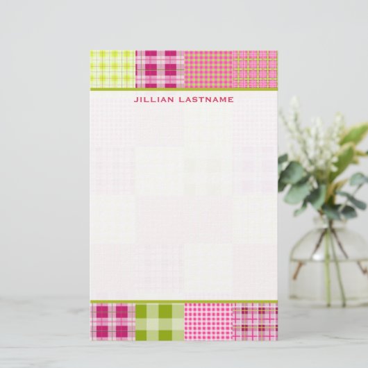 Madras Geïnspireerd speldebetpatchtoerie Briefpapier (Staand voorkant)