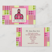 Madras Geïnspireerde speldenstaart/roze schoollera Visitekaartje (Voorkant / Achterkant)