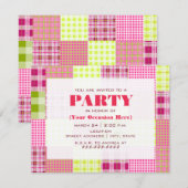 Madras geïnspireerde uitnodiging voor patchwork (Voorkant / Achterkant)