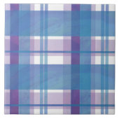 Madras geruit blauw en paars tegeltje (Voorkant)
