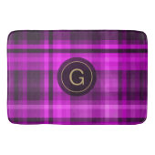 Madras Hot Pink Pattern Initiaal - Aangepast Badmat (Voorkant)
