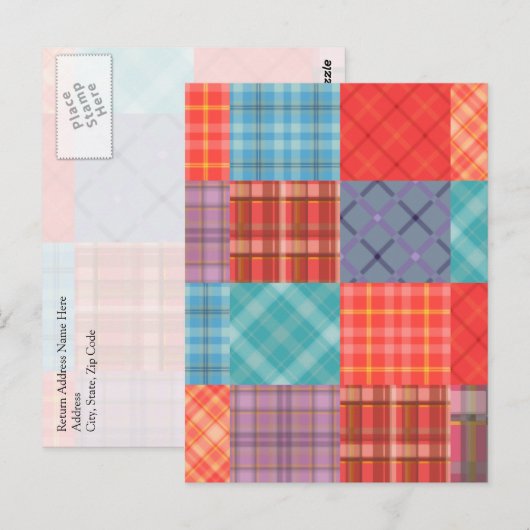 Madras Patchwork Briefkaart (Voorkant / Achterkant)