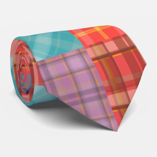 Madras Patchwork Stropdas (Opgerold)