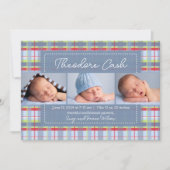 Madras Plaid Baby Geboorte Aankondiging (Voorkant)