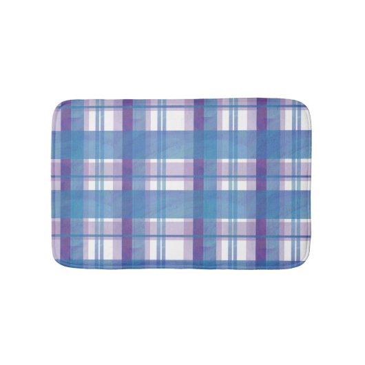 Madras Pset Blue en Paars Badmat (Voorkant)