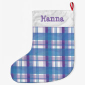 Madras Pset Blue en Paars Grote Kerstsok (Achterkant)