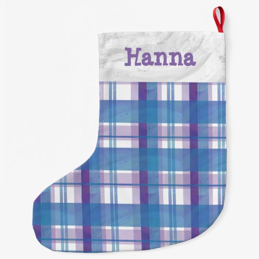 Madras Pset Blue en Paars Grote Kerstsok (Achterkant)