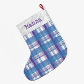 Madras Pset Blue en Paars Grote Kerstsok (Achterkant (Hangend))