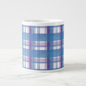 Madras Pset Blue en Paars Grote Koffiekop (Voorkant)