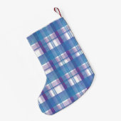 Madras Pset Blue en Paars Kleine Kerstsok (Achterkant (Hangend))