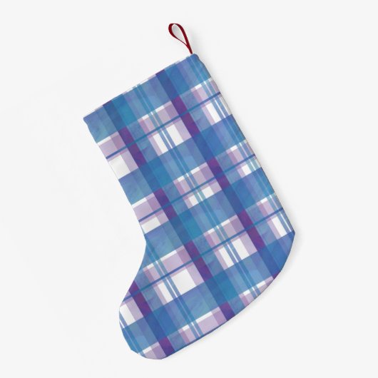 Madras Pset Blue en Paars Kleine Kerstsok (Achterkant (Hangend))