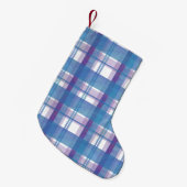 Madras Pset Blue en Paars Kleine Kerstsok (Voorkant (Hangend))