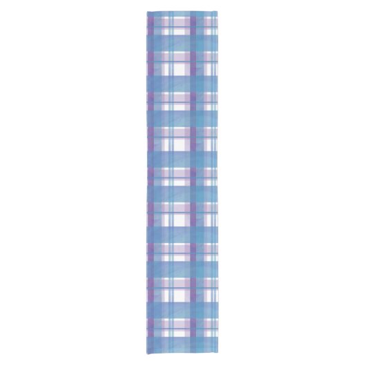 Madras Pset Blue en Paars Korte Tafelloper (Voorkant)