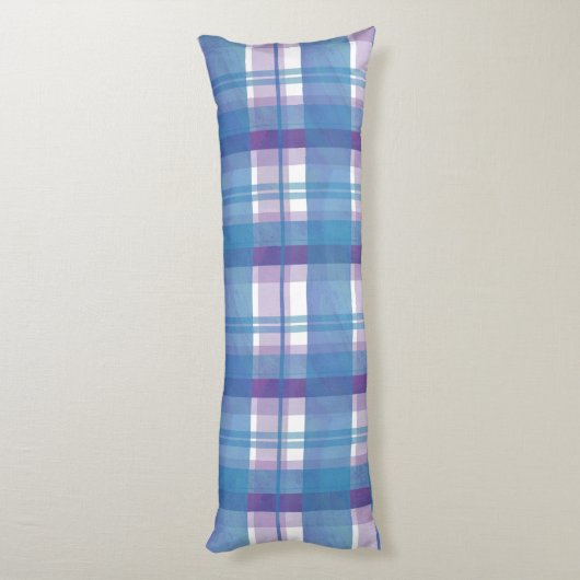 Madras Pset Blue en Paars Lichaamskussen (Achterkant (Verticaal))
