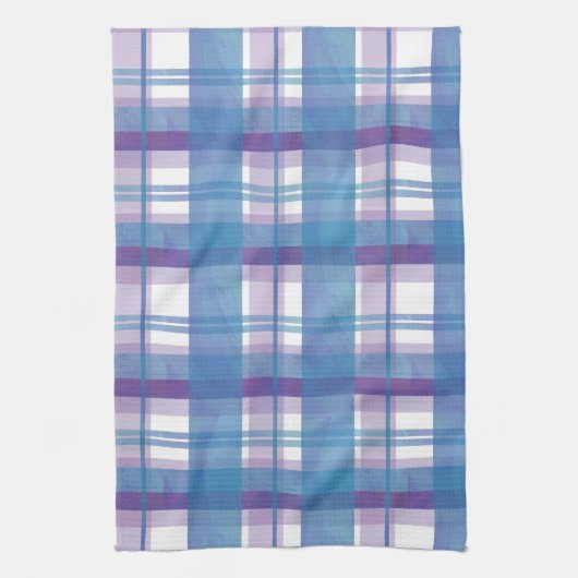 Madras Pset Blue en Paars Theedoek (Verticaal)