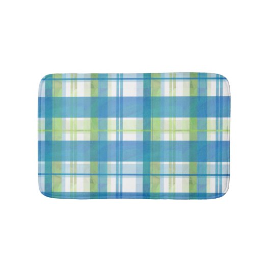 Madras Pset Green en Blue Badmat (Voorkant)