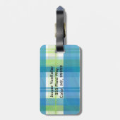 Madras Pset Green en Blue Bagagelabel (Achterkant verticaal)