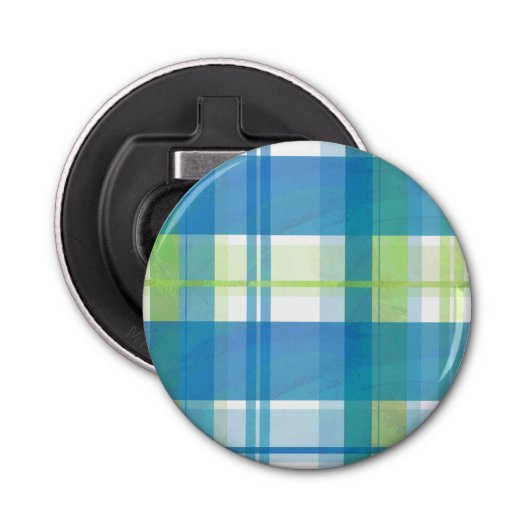Madras Pset Green en Blue Button Flesopener (Voorkant)