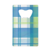 Madras Pset Green en Blue Creditkaart Flessenopener (Voorkant)