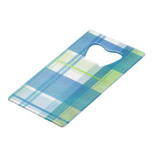 Madras Pset Green en Blue Creditkaart Flessenopener