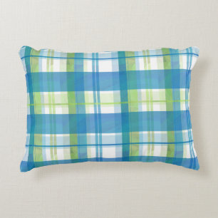 Madras Pset Green en Blue Decoratief Kussen