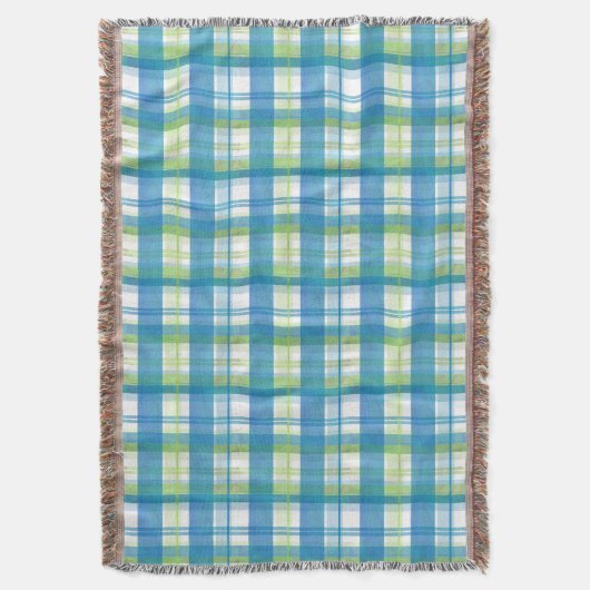 Madras Pset Green en Blue Deken (Voorkant Verticaal)