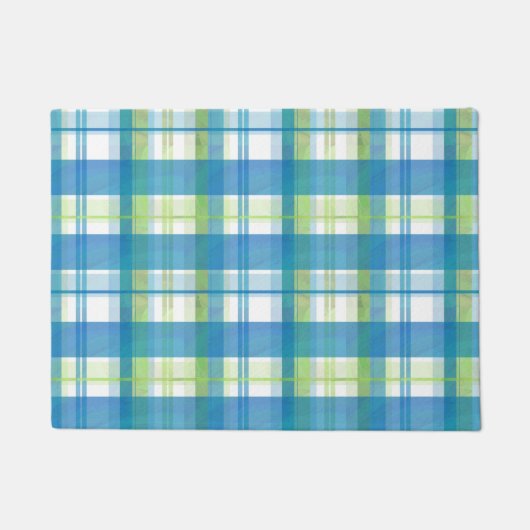 Madras Pset Green en Blue Deurmat (Voorkant)