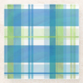 Madras Pset Green en Blue Glazen Onderzetter (Voorkant)