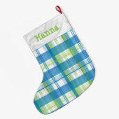 Madras Pset Green en Blue Grote Kerstsok (Achterkant (Hangend))