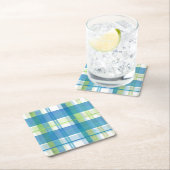 Madras Pset Green en Blue Kartonnen Onderzetters (Insitu)