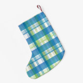 Madras Pset Green en Blue Kleine Kerstsok (Achterkant (Hangend))