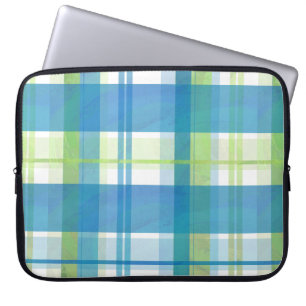 Madras Pset Green en Blue Laptop Sleeve
