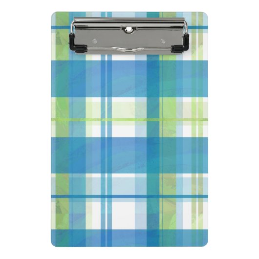 Madras Pset Green en Blue Mini Klembord (Voorkant)