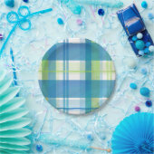 Madras Pset Green en Blue Papieren Bordje (Feest)