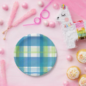 Madras Pset Green en Blue Papieren Bordje (Feest)