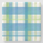 Madras Pset Green en Blue Stenen Onderzetter (Voorkant)