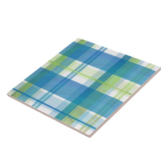 Madras Pset Green en Blue Tegeltje (Zijkant)