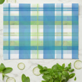 Madras Pset Green en Blue Theedoek (Gevouwen)