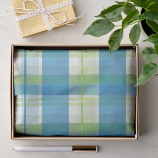 Madras Pset Green en Blue Tissuepapier (Geschenk)
