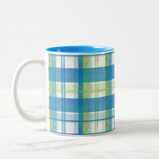 Madras Pset Green en Blue Tweekleurige Koffiemok (Links)