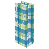 Madras Pset Green en Blue Wijn Cadeautas (Achterkant Gekanteld)