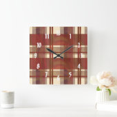 Madras Pset Herfst Red Vierkante Klok (Huis)