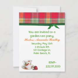 Madras Pset Tea Party Invitation Kaart