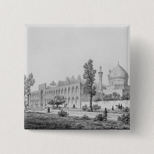 Madrasa-yi Masjid-i Shah Sultan Hussein, in Isfaha Vierkante Button 5,1 Cm (Voorkant)